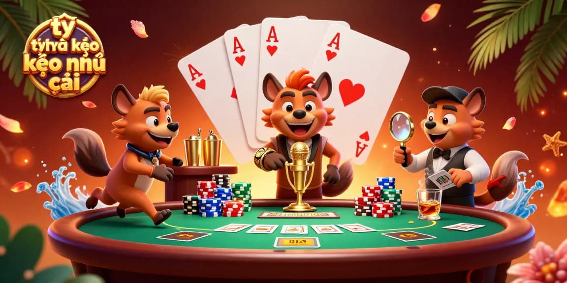 Experience the thrilling tỷ lệ kèo kèo nhà cái action in a vibrant casino scene with animated hyenas.