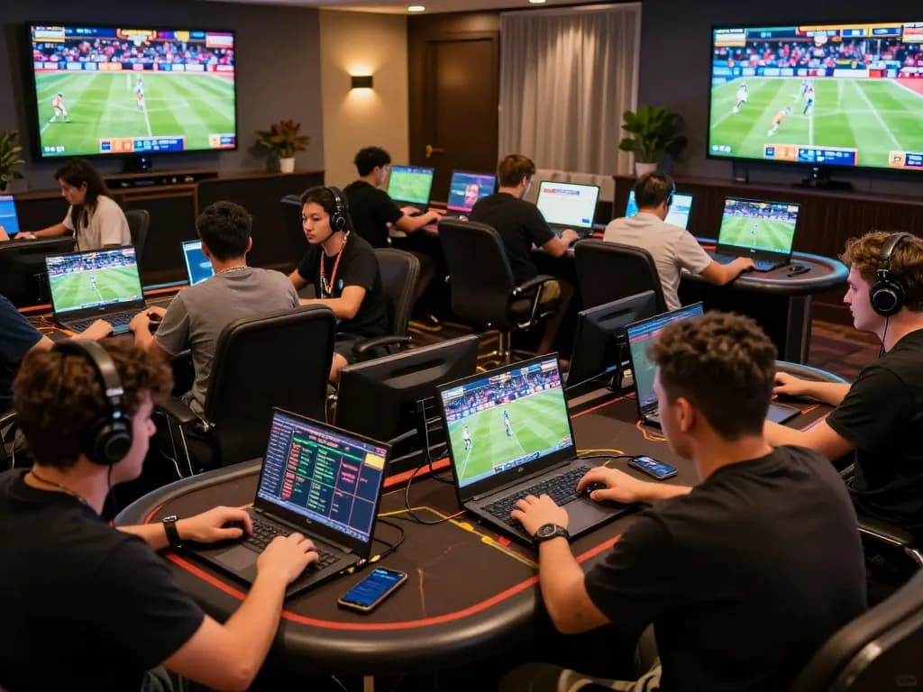 Players engaging in sports betting on MK8 platform, showcasing excitement and strategic decision-making