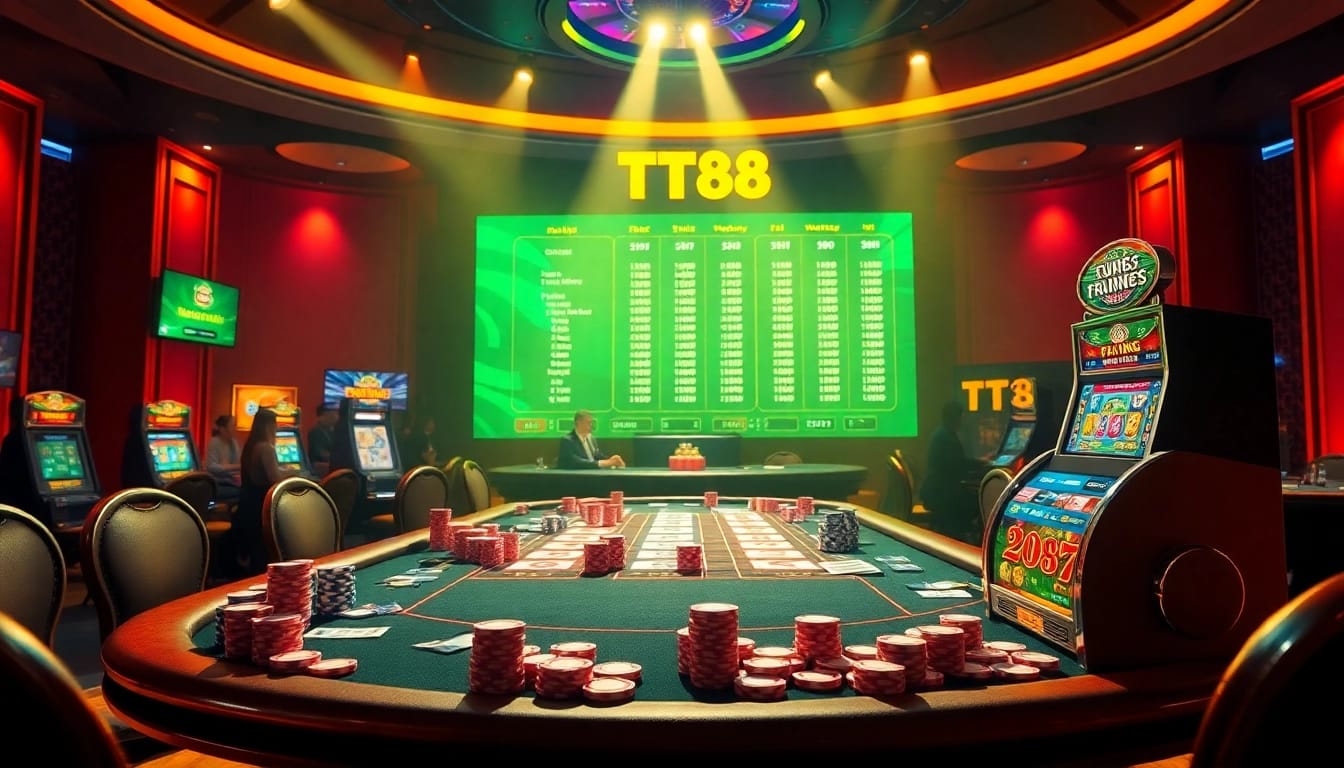 Engage in TT88 bắn cá with vibrant gambling elements, showcasing excitement and luxury.