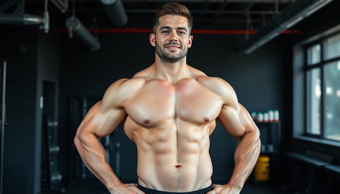 Professionelles Fitnessfoto mit Unique Pharma Steroids in einem seriösen Umfeld.