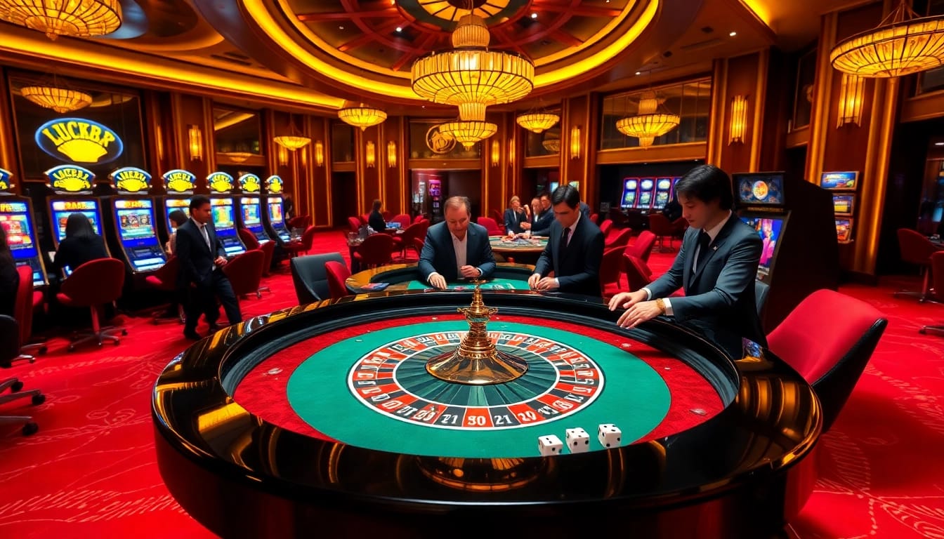 Trải nghiệm sự phấn khích cùng LUCK8、LUCKY8 tại một casino sang trọng với trò roulette và poker.