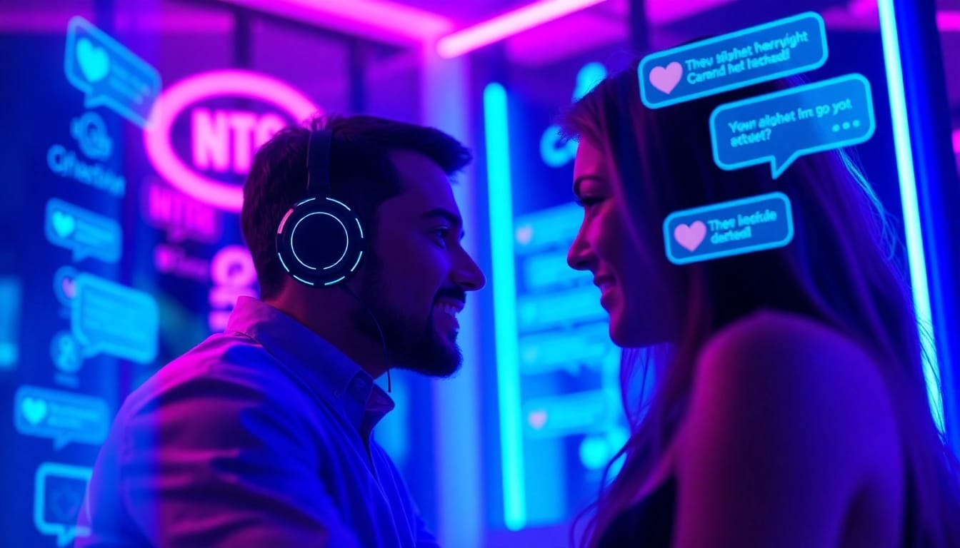 Engaging interface of ai chat sex featuring vibrant chat bubbles and emoticons.