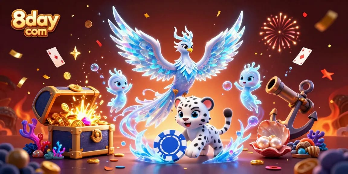 Experience excitement at 8day com with vibrant characters and casino-themed treasures.