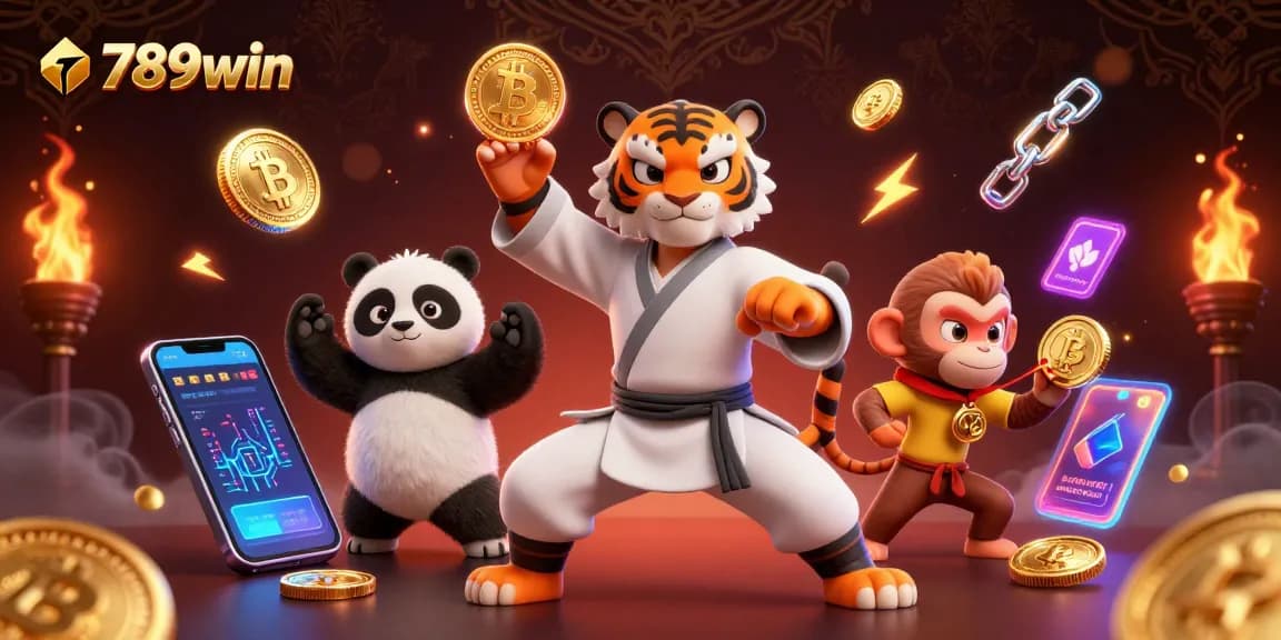 Engage in thrilling play at 789win casino with a vibrant 3D scene featuring crypto elements.