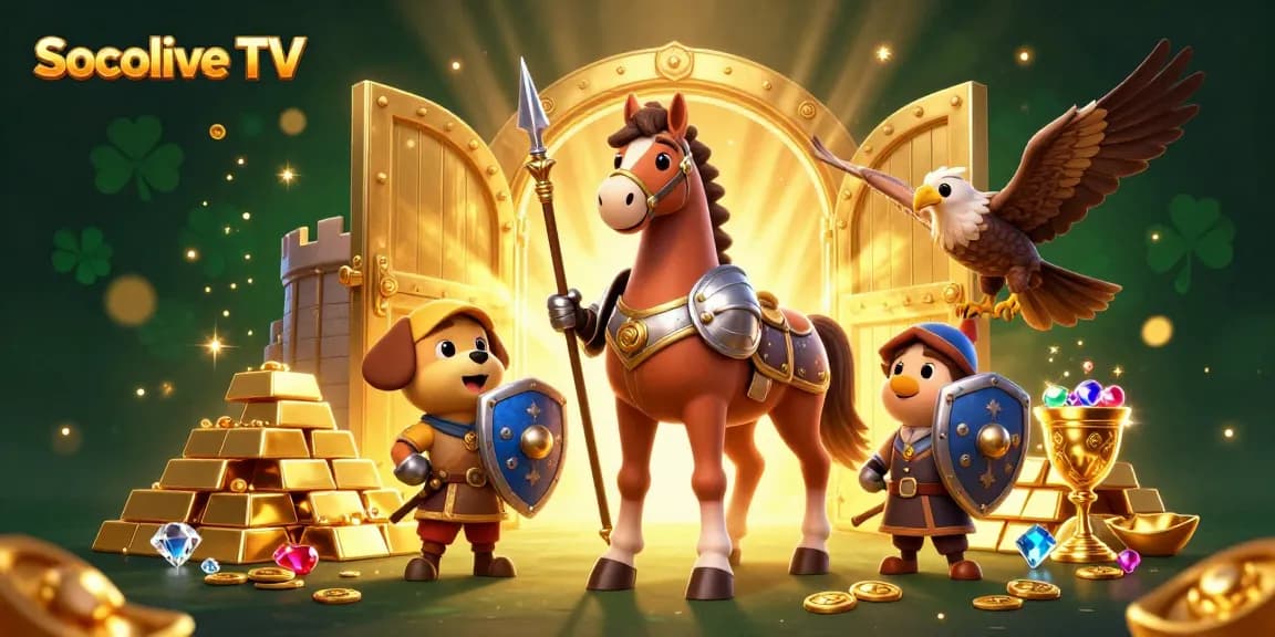 Socolive TV elevates the sports betting experience with vibrant 3D knights and treasures.