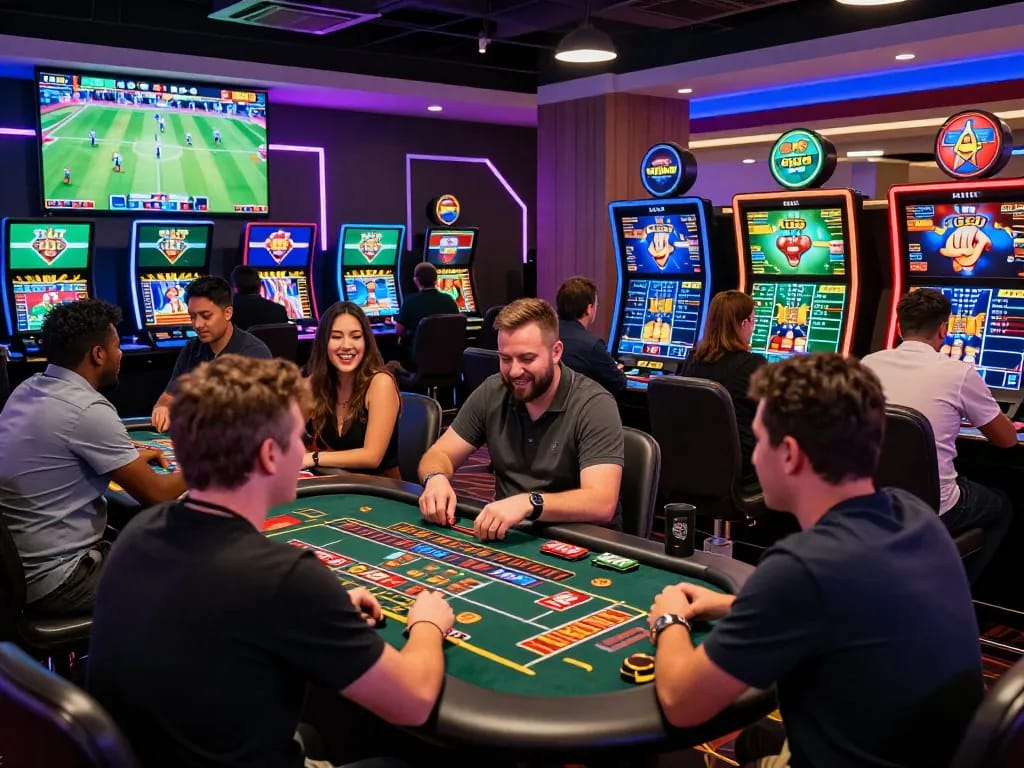 Immersive gambling experience at bong99 with players engaging in sports betting.