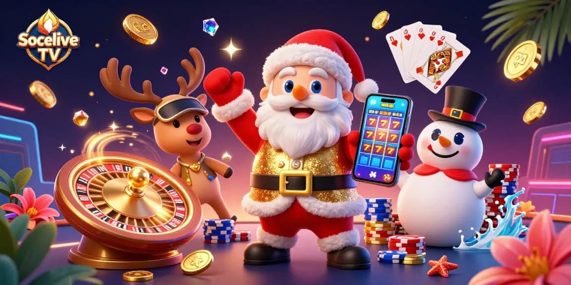 Experience Socolive TV's vibrant casino scene with energetic characters and captivating gambling elements.