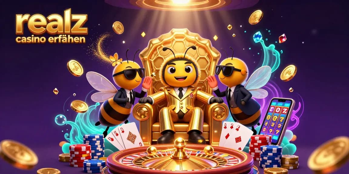 Erlebe die realz casino erfahrungen mit einer bunten 3D-Cartoon-Szene, die Spannung und Spaß ausstrahlt.