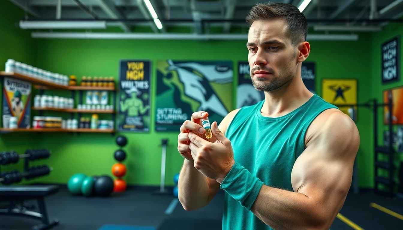 HGH kaufen: Fachmann zeigt richtigen Umgang mit Wachstumshormon in modernem Fitnessstudio
