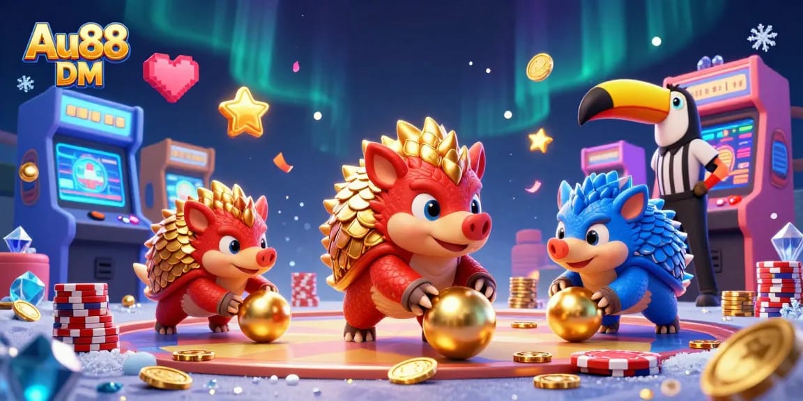 Engage with thrilling games at Au88 DM's vibrant 3D casino featuring unique animated pangolins.