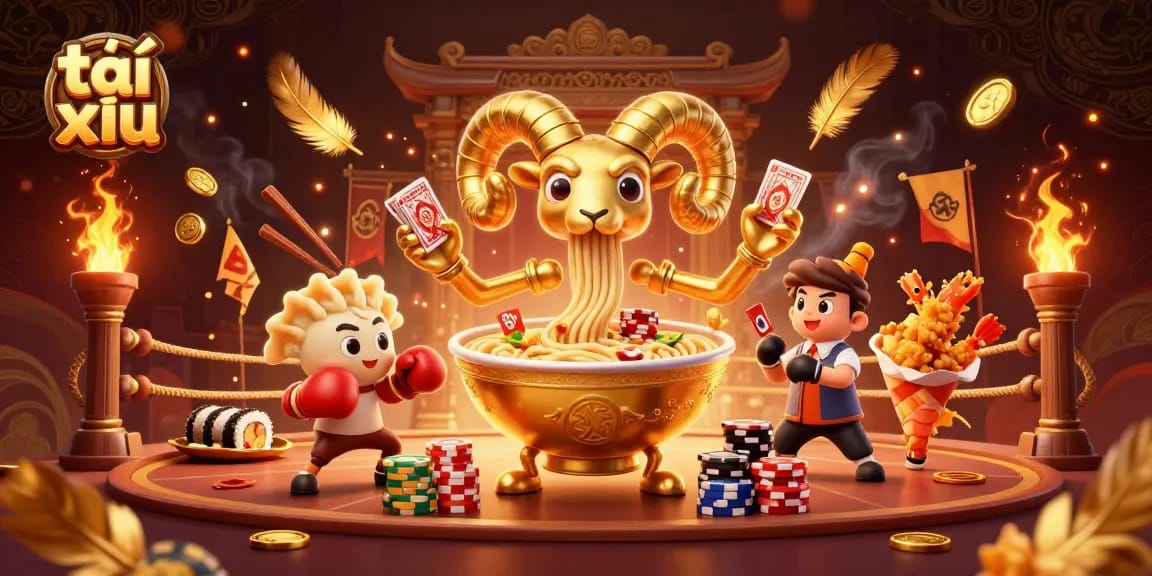 Engage in thrilling tài xỉu action with vibrant casino characters and dynamic 3D illustration.