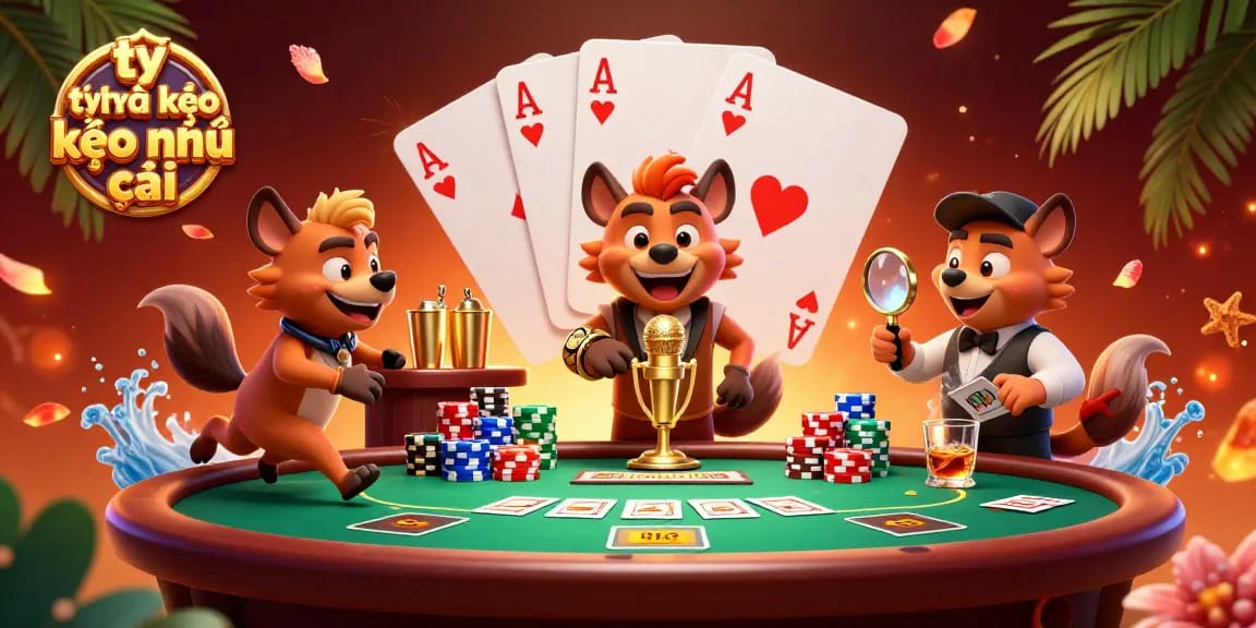 Experience the thrilling tỷ lệ kèo kèo nhà cái action in a vibrant casino scene with animated hyenas.