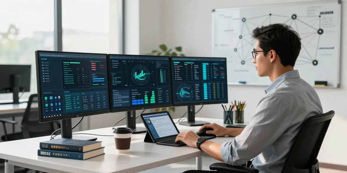Daten- und IT-Sicherheit Dienstleistung in moderner Büroumgebung mit Cybersecurity-Experte und Sicherheitsanalysen.