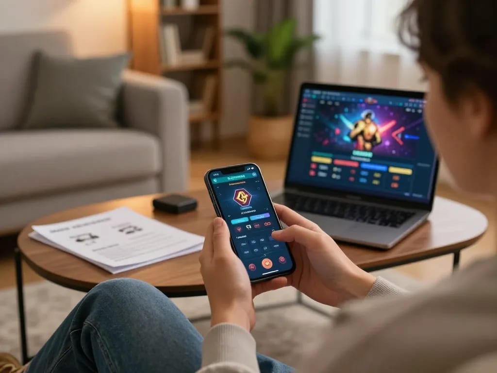 Engaging moment of using a Plagiat Scanner app on a smartphone for strategic online gambling.