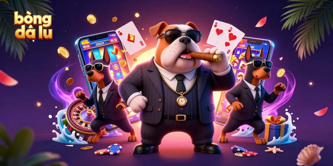 Engage in bóng đá lu betting with dynamic casino elements and vibrant characters in a lively scene.