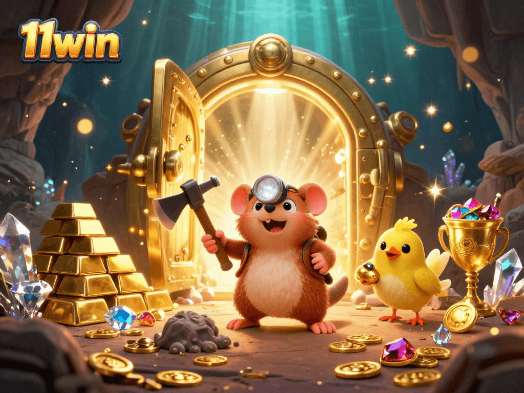 Experience thrilling slots and jackpots at 11win with a treasure hunt adventure of gold and gems.