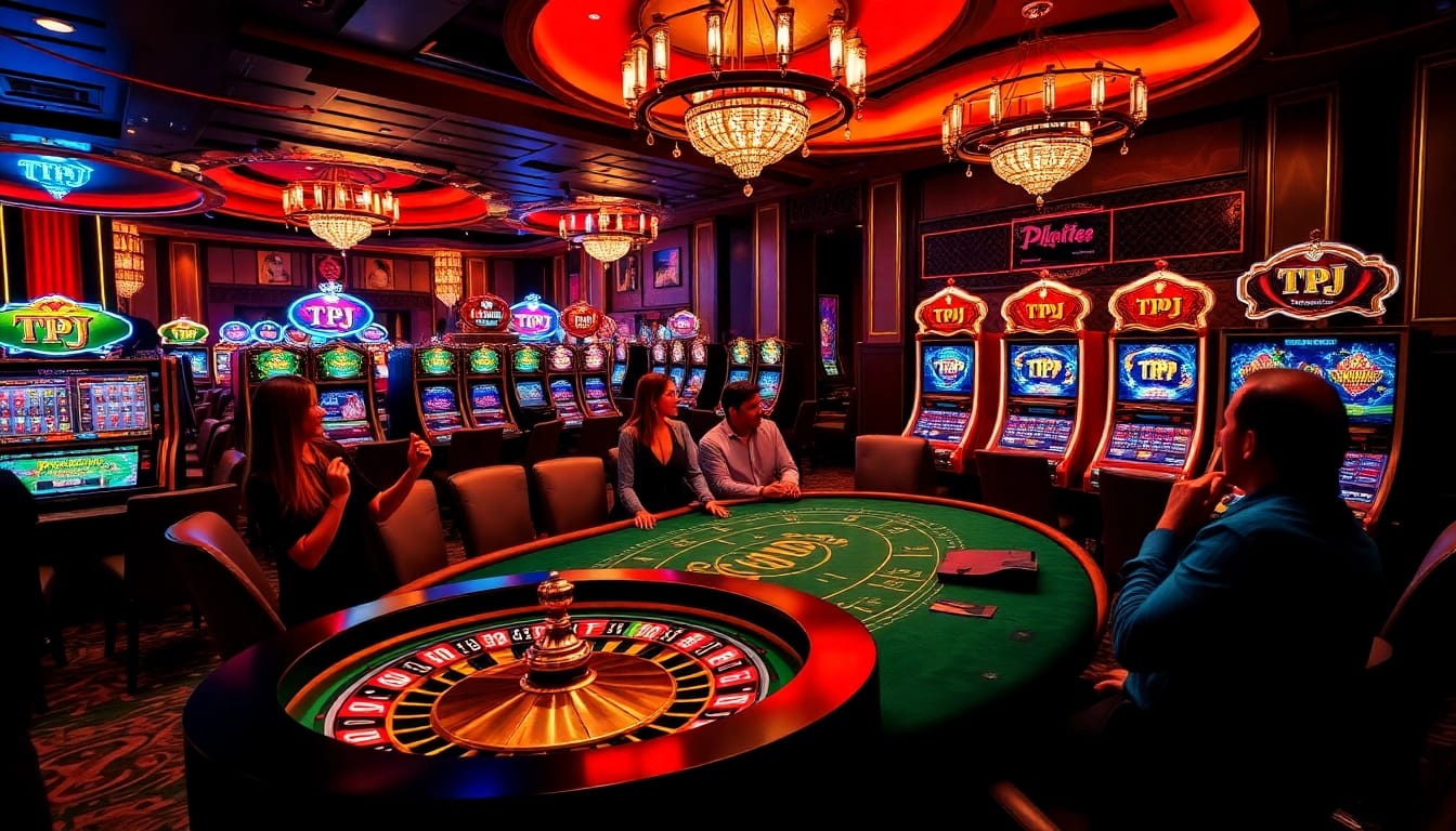 Engaging gamblers at the TPJ casino table, highlighting vibrant gameplay and excitement.