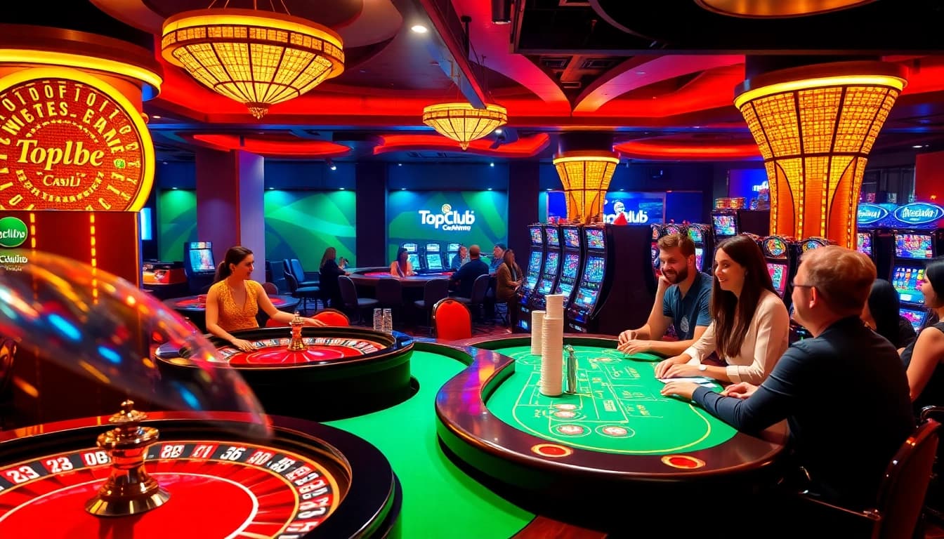 Experience the thrill of winning at topclub with vibrant casino games and excited players.