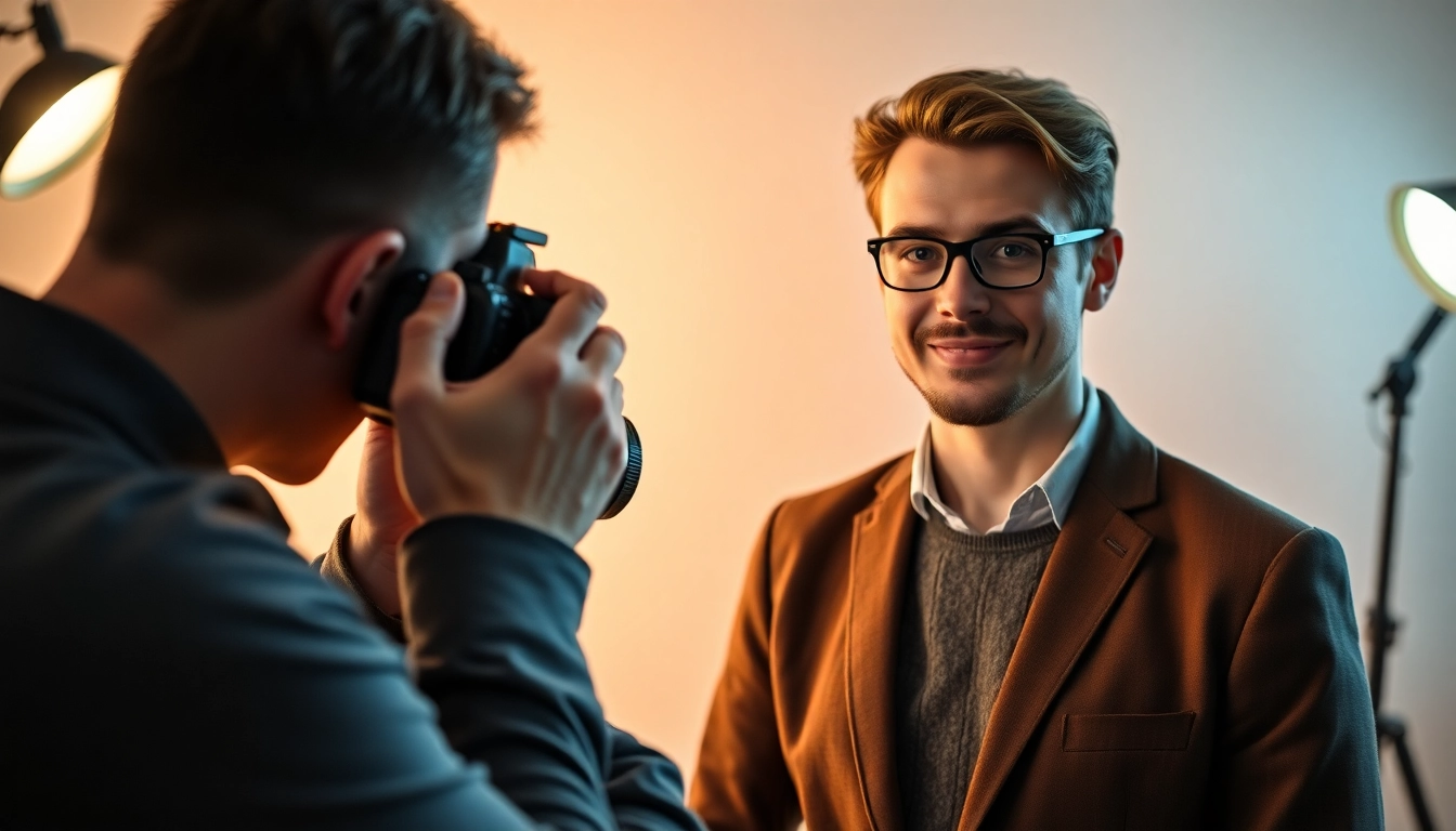 Praxisfotograf München bei der Arbeit mit einem Klienten in einem modernen Studio.