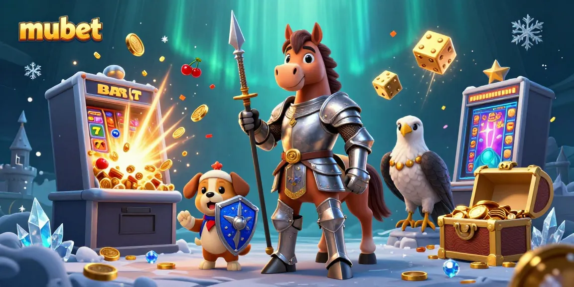 Experience the thrilling jackpot excitement at Mubet with knights, horses, and a vibrant casino environment.