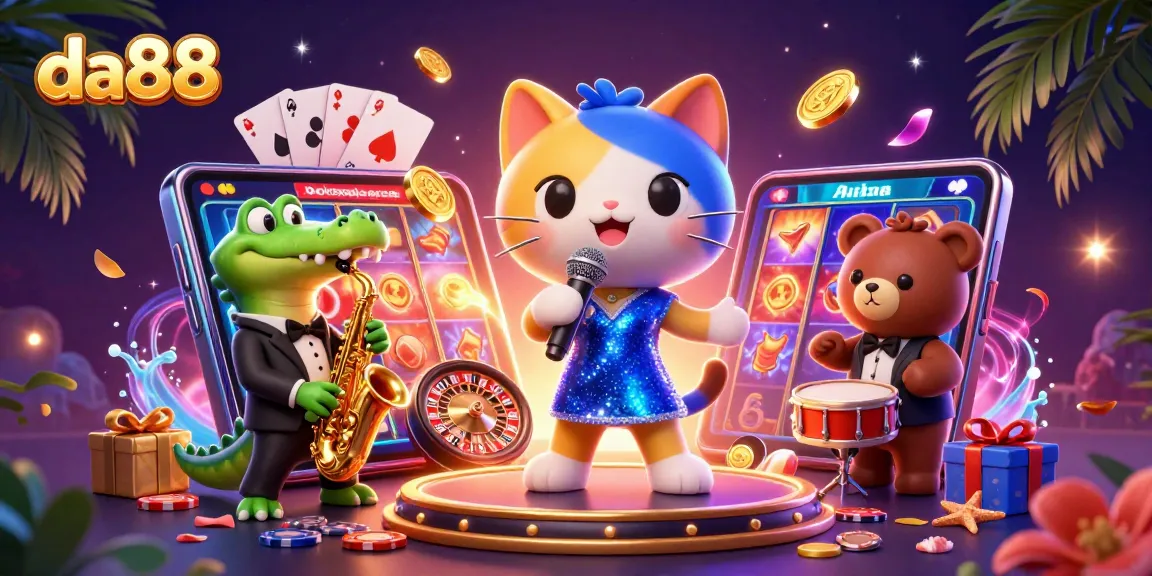 Experience the thrill of da88 casino with captivating characters and vibrant game elements in this artistic illustration.