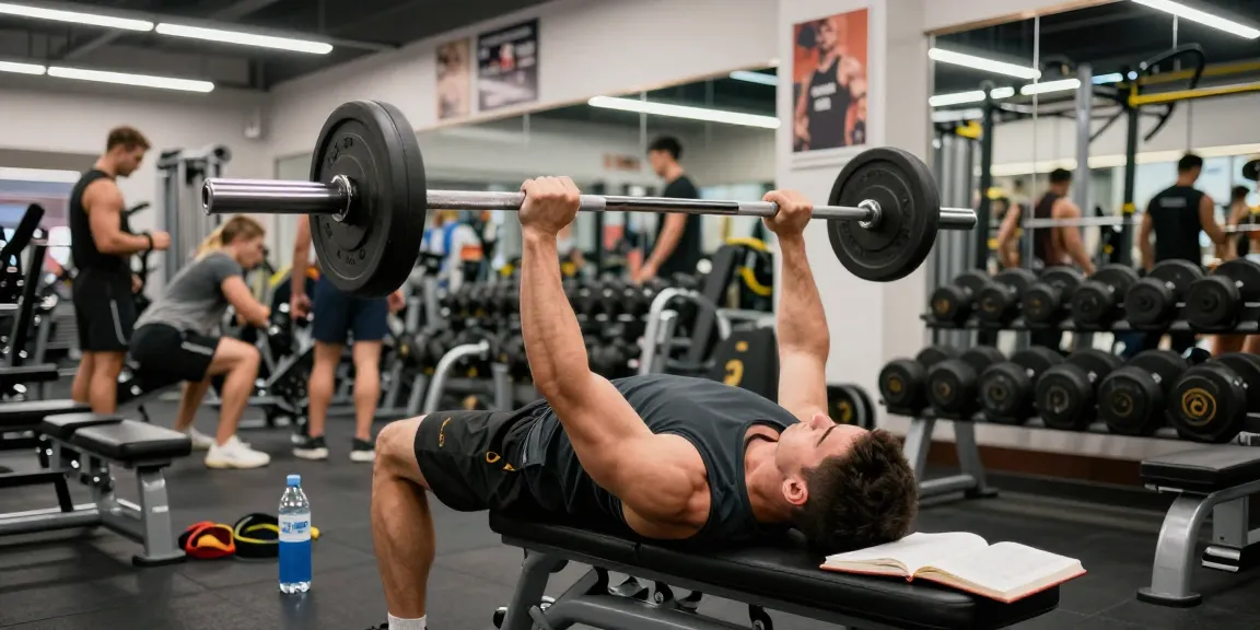 Anabolika Shop Deutschland zeigt einen starken Mann, der Gewichte in einem lebhaften Fitnessstudio mit Trainingsgeräten und motivierender Energie hebt.