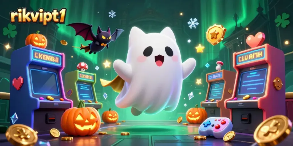 Experience thrilling gameplay at rikvipt1 as a friendly ghost cat floats through an exciting haunted casino