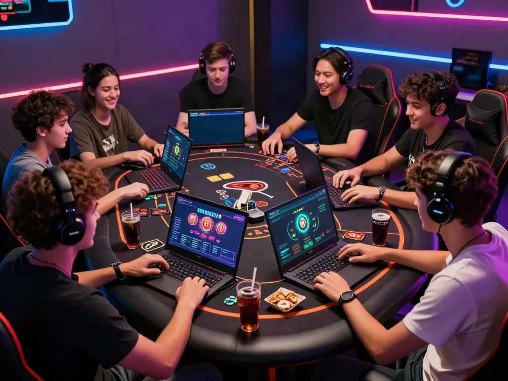 Friends enjoying the thrilling online gaming experience of Xo88 with Baccarat and Poker.