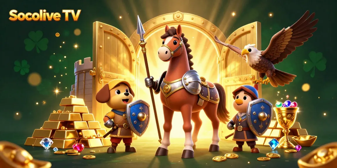 Socolive TV elevates the sports betting experience with vibrant 3D knights and treasures.