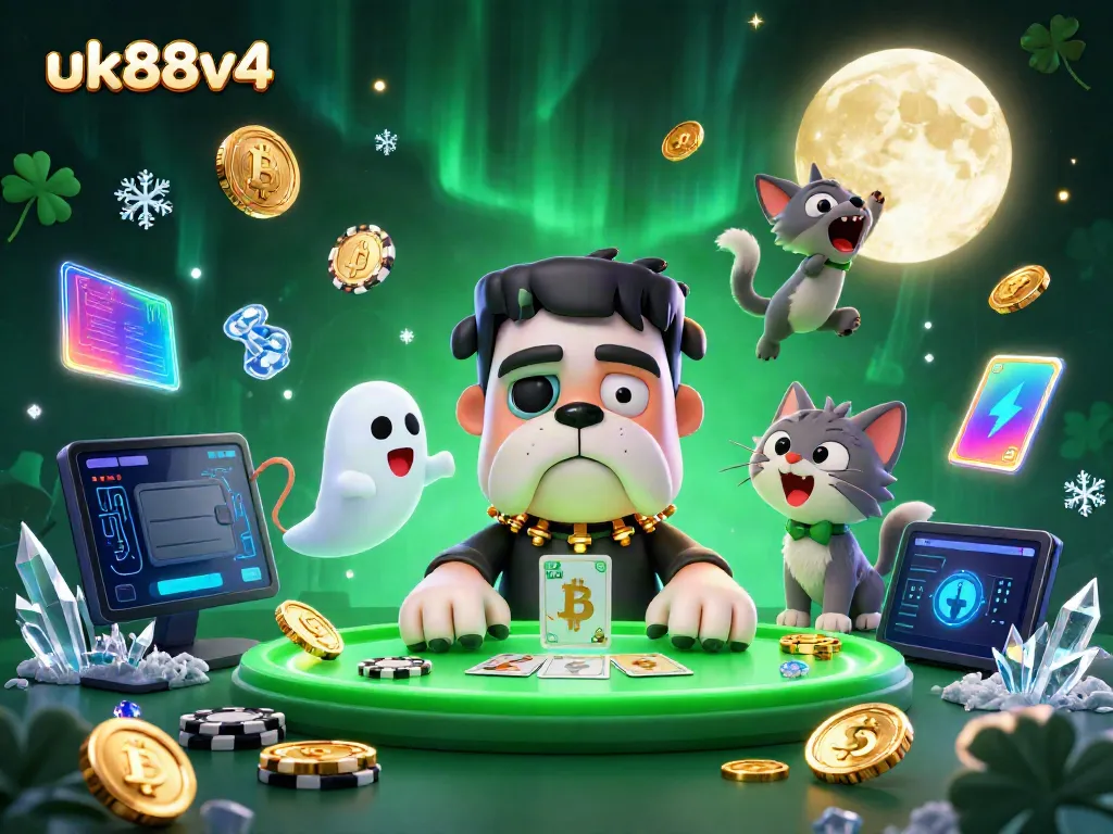 Engage with uk88v4's thrilling casino scene, featuring a Frankenstein bulldog and mystical elements.