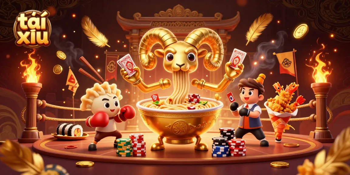Engage in thrilling tài xỉu action with vibrant casino characters and dynamic 3D illustration.