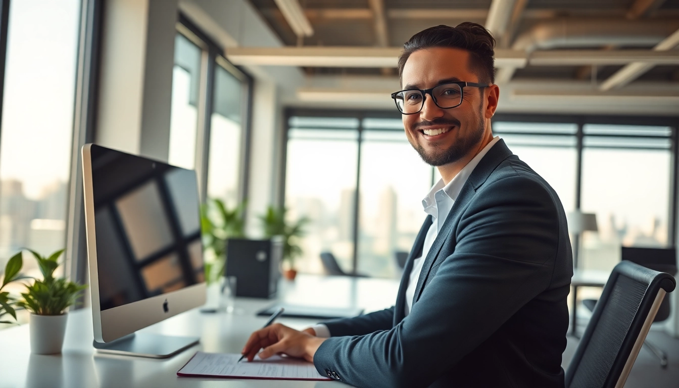 Personalberater berät einen Klienten in einem modernen Büro, was Professionalität ausstrahlt.