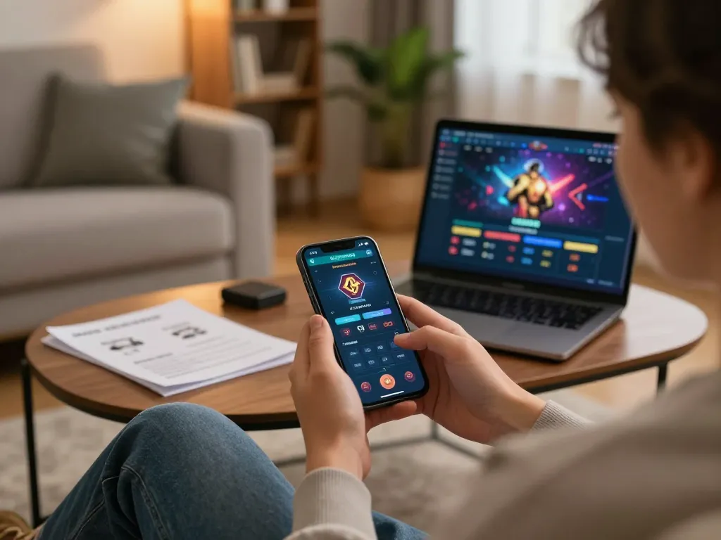 Engaging moment of using a Plagiat Scanner app on a smartphone for strategic online gambling.