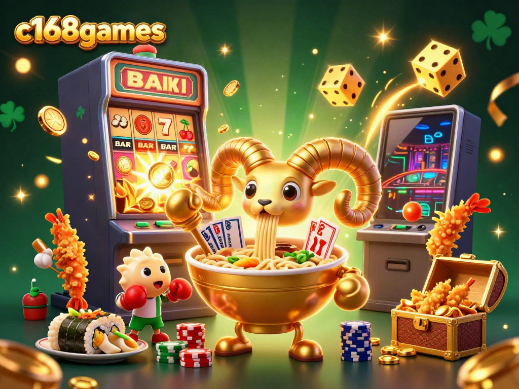 Join the fun at c168games with vibrant 3D illustrations showcasing casino excitement.