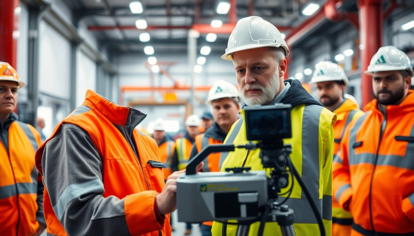 Die DGUV V3 Prüfung wird von einem Sicherheitsinspektor in einer Fabrik durchgeführt, um Sicherheit und Konformität zu gewährleisten.