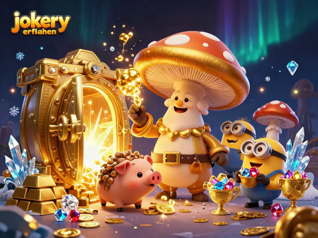 Enchanting illustration of jokery erfahrungen featuring mystical characters in a golden treasure scene.