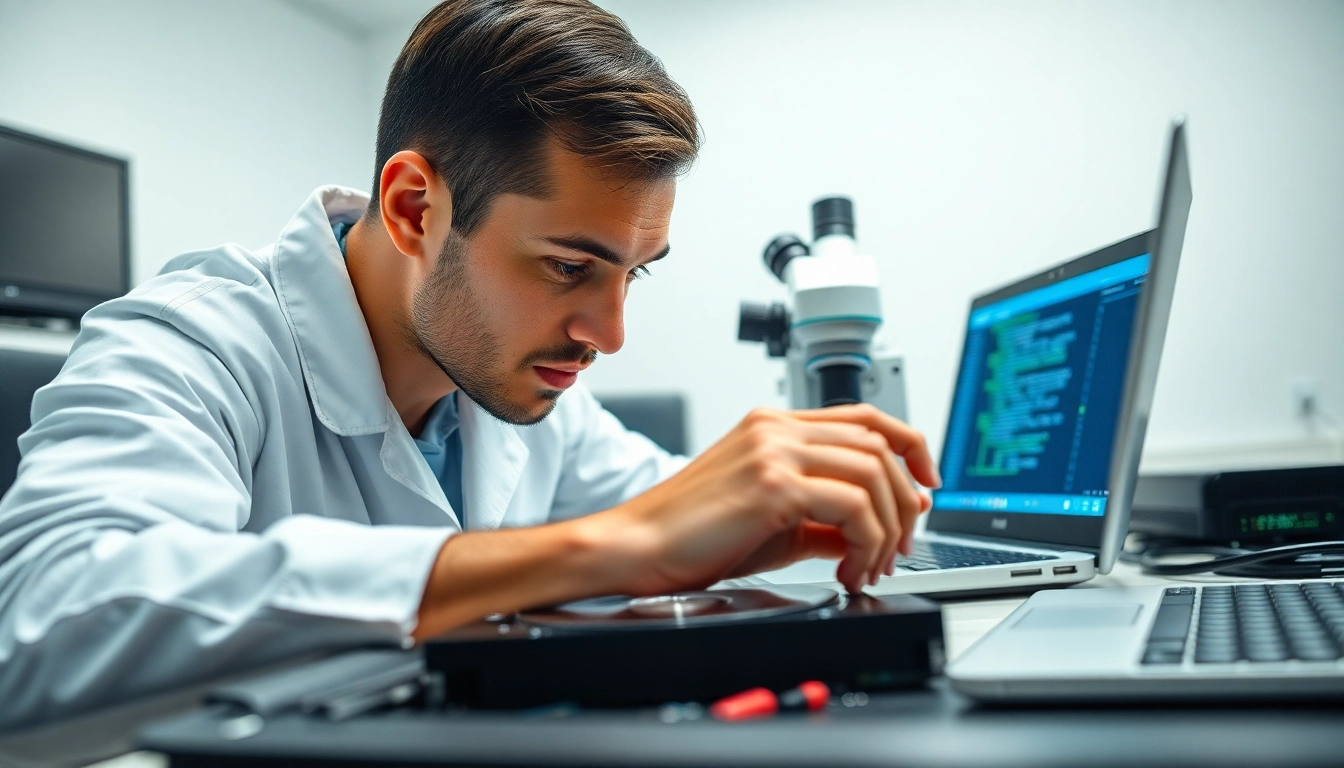 Professionelle Festplattenrettung Wien durch Techniker in Laborumgebung.