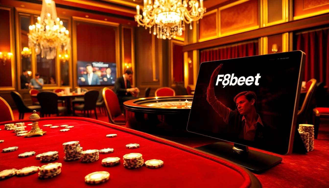 Tại F8bet players focus on high-stakes gambling at an elegant casino table.