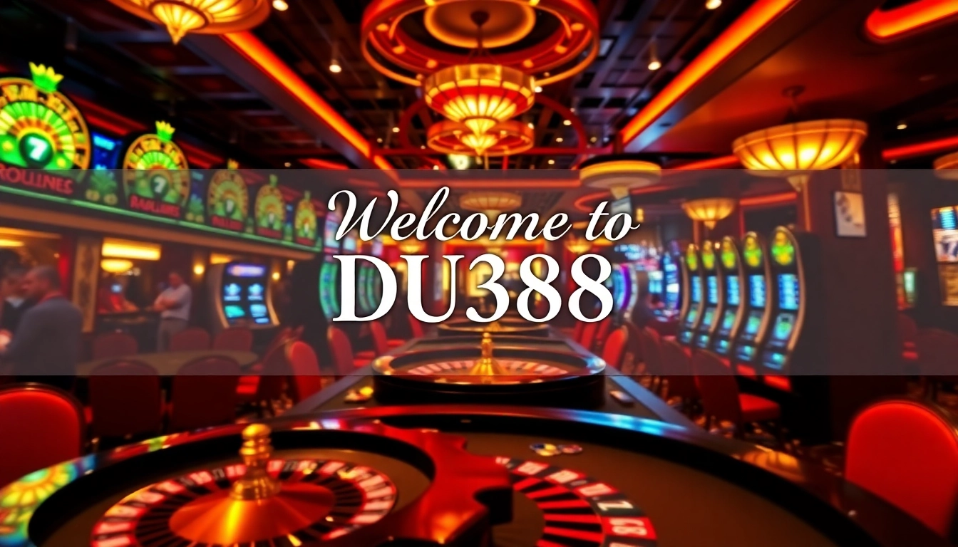 Players enjoying the excitement at DU388 casino with roulette and slot machines.