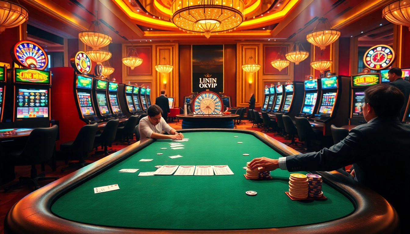 Experience thrilling gaming moments at LIÊN MINH OKVIP’s luxurious casino environment.