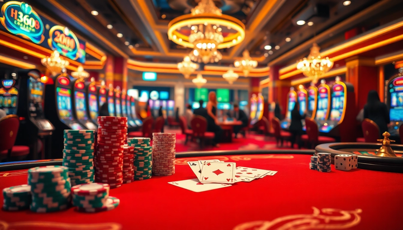 Experience the thrill of Hướng Dẫn 888new with vibrant casino gameplay featuring poker chips and roulette wheels.