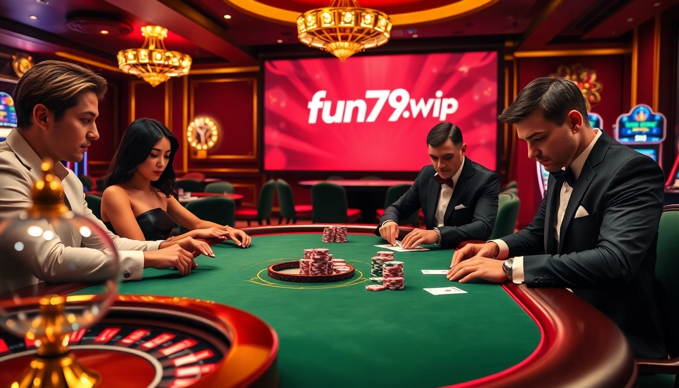 Experience thrilling poker dynamics at fun79.vip, where expert players engage at a luxurious table.