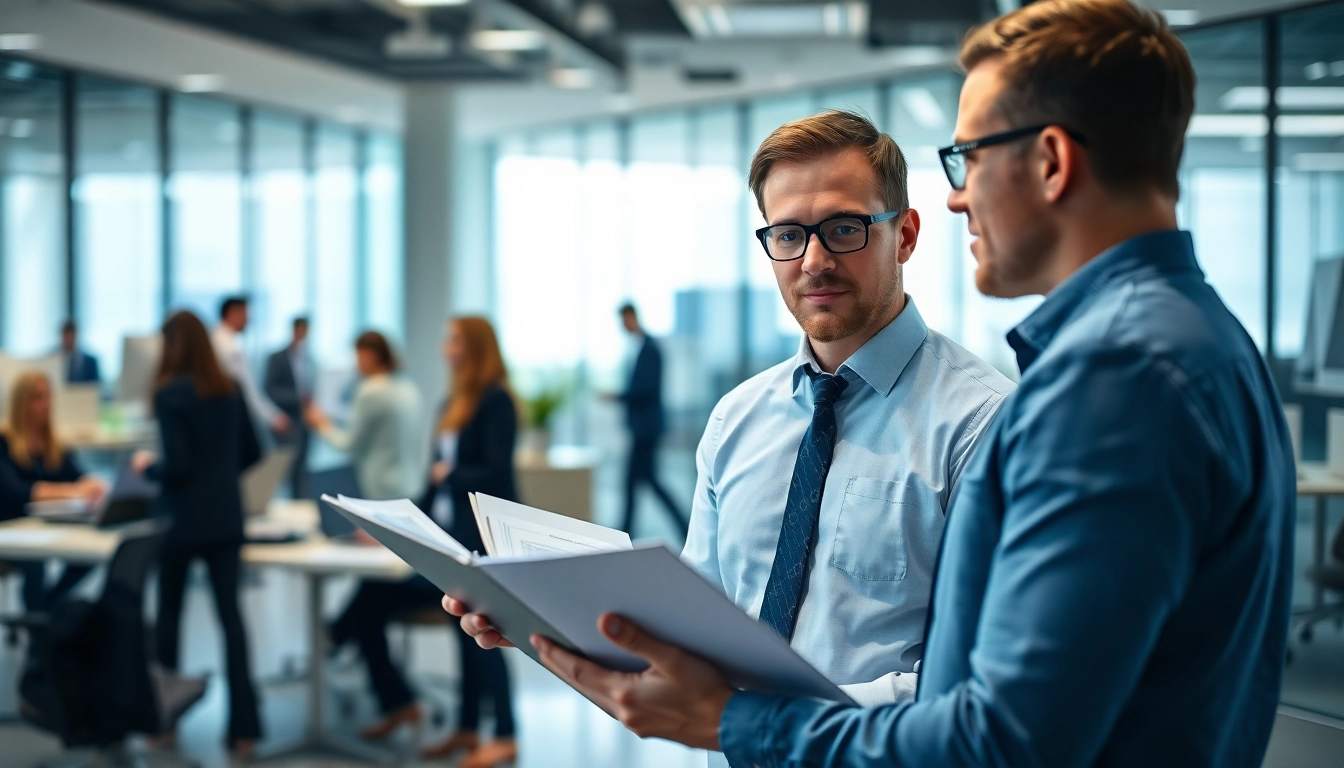Headhunter IT berät Kandidaten in einem modernen Büro mit hellem Licht.