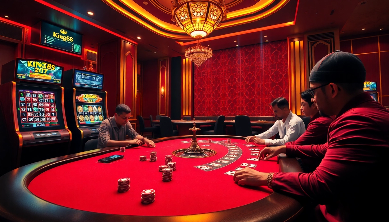 Experience king88’s thrilling poker action amidst a luxurious casino setting.