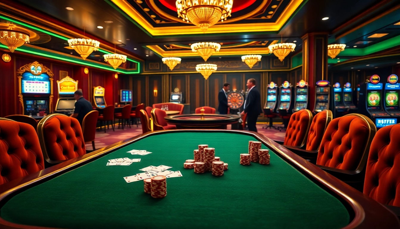 Experience the thrill at home vvjl with a vibrant casino table featuring cards and chips.