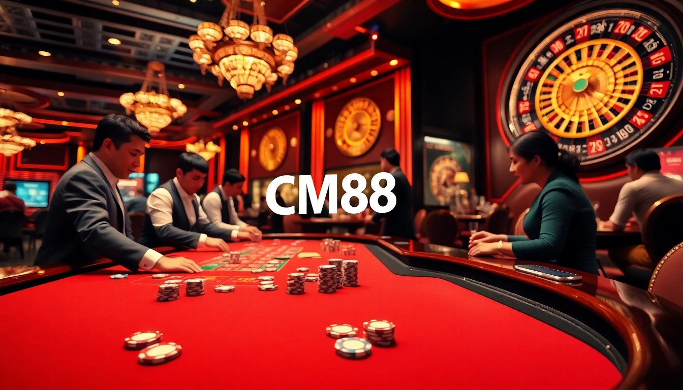 Engage in thrilling casino action at CM88 with vibrant gaming tables and professional croupiers.