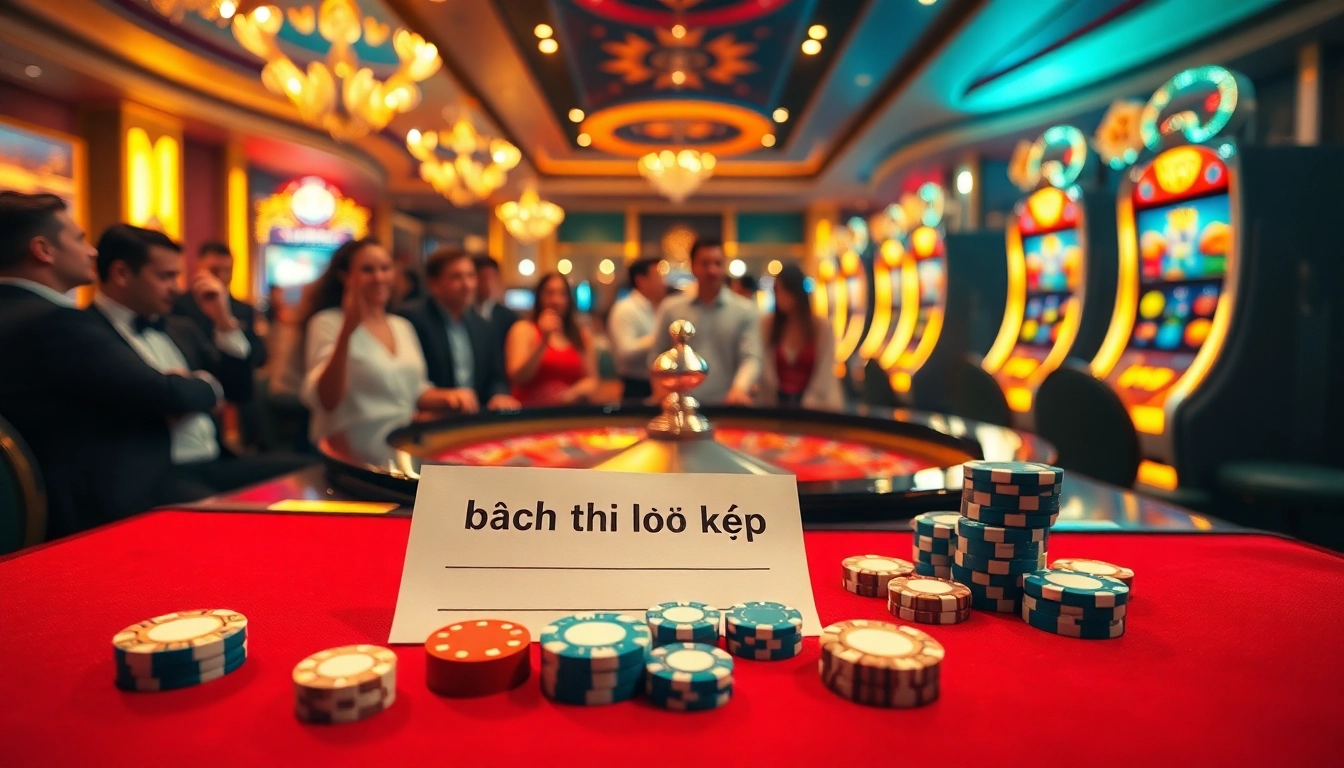 bạch thủ lô kép betting slip amid an exciting casino atmosphere with poker chips.