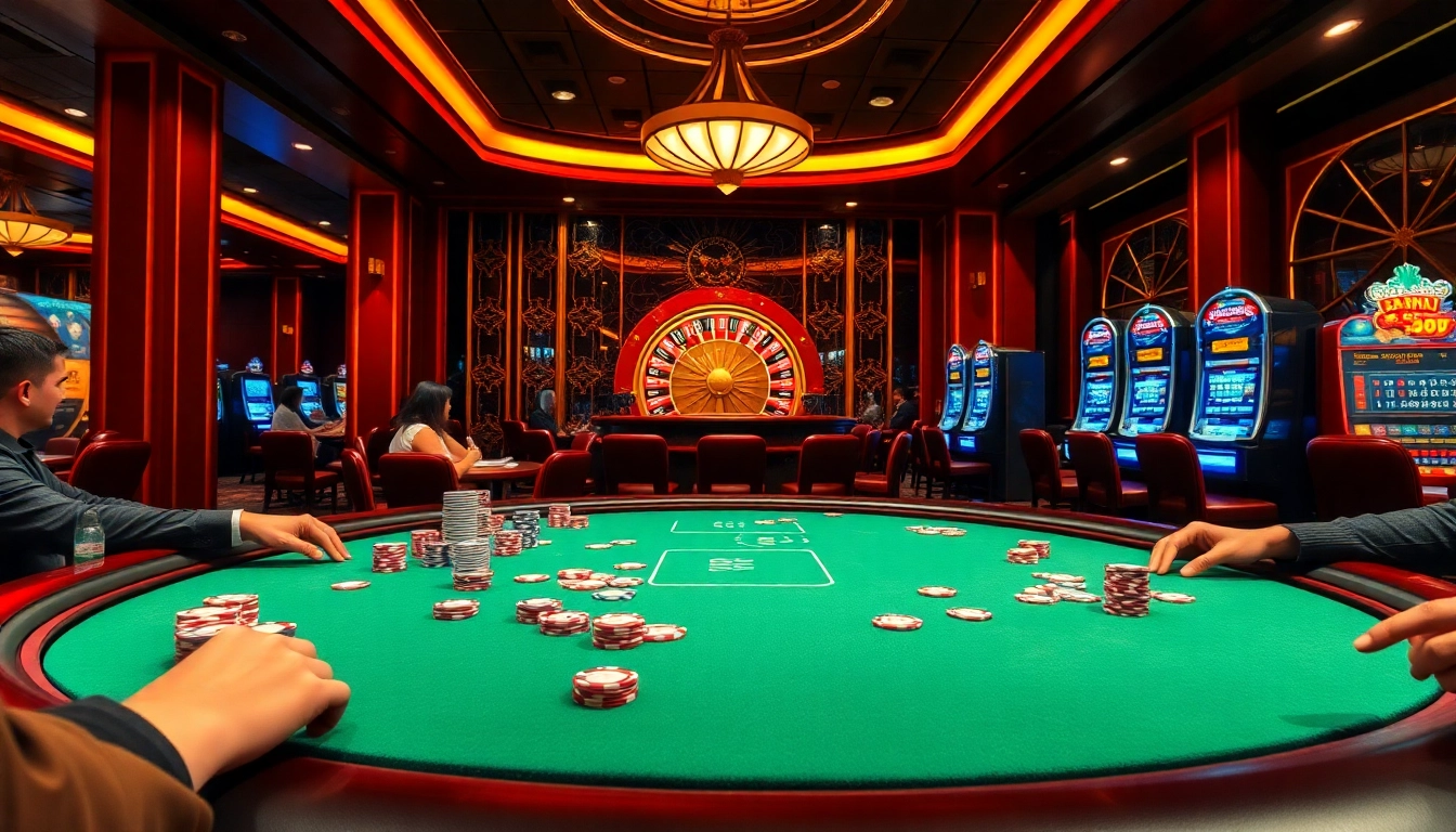 Engage in thrilling moments at gamebaidoithuong with poker chips and cards on a casino table.