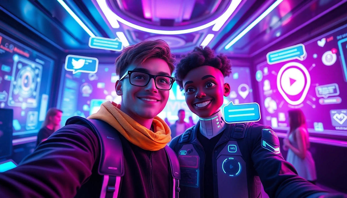 Engaging interaction with juicy ai chatbot in a futuristic digital setting.