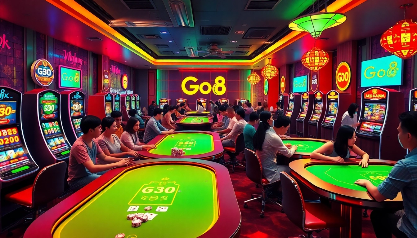 Engaging Go8 online casino environment with vibrant gaming tables and players.